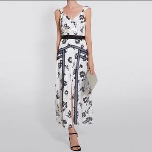 Self Portrait Black and White Sequined Floral Print Midi Dress, Size 2, NWT